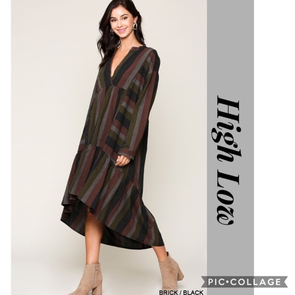 Blu Trends Dresses & Skirts - SALE!! 2 Left! Brick, Black & Gray High Low Dress